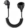 Brunexis Prolunga spirale 2m Schuko 0,6-2m estensibile spina presa 230V/16A Nero