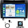 Surakey 4G+64G Android 14 Radio Coche para Mercedes Benz SLK 2004-2011 con Inalámbrico CarPlay Android Auto 9 Pulgada Radio con GPS WiFi Bluetooth FM SWC Microfono+Telecamera Posteriore