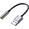 fxwtich Convertitore audio audio stabile trasmissione dati USB a 3,5 mm Scheda audio desktop portatile pratico grigio argento 20 cm