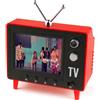Elyebxj Mini TV retrò, piccola TV portatile vintage con display IPS HD, memoria da 8 GB e ricarica di tipo C per decorazioni in miniatura e per casa ufficio, rosso