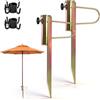 AFEPHE Picchetto per ombrellone a Vite, Confezione da 2 in Metallo Dorato, Supporto per ombrellone da Giardino e Spiaggia, Diametro palo 20-35 mm