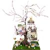 Crafts&Co Set da costruzione in miniatura, grande - incantevole casa sull'albero con fiori di ciliegio