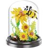 Generico Lebez Mini Brick Garden Set Costruzioni Girasoli e Insetti con Teca e Vaso Kit Mattoncini Creativo Decorativo Idea Regalo Originale per Casa e Ufficio