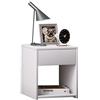 VCM Comodino in Legno Tavolino Cassetto Console Comodino Sledo Mini Comodino in Legno Tavolino Cassetto Console Comodino Sledo Mini Bianco