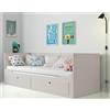 Interbeds Hermes Letto Estraibile a Scomparsa 80x200 fino a 160x200 cm, Letto a Giorno, Letto Matrimoniale e Divano Letto con 2 Cassetti, in MDF e Legno, Letto per Ospiti, Bambini, Ragazzi e Adulti (Cachemire)