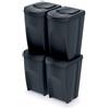 Prosperplast Set di 4 contenitori per la raccolta differenziata da 35L con adesivi neri IKWB35S4-S411
