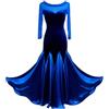 CHAGMEA Ballo Standard Nazionali per Donne Moderno Competizione Vestito Sala da Ballo Gonna Elastica Prestazioni del Valzer Tango Costumi Grande Swing Tulle,Blu,S