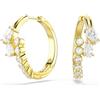 Swarovski Mesmera Orecchini A Cerchio, Tagli Misti, Bianco, Finitura Oro 18 Carati