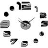 MPM Quality MPM Orologio da parete 3D da incollare, nero chiaro, orologio da parete moderno dalla combinazione di plastica e vetro