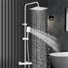 HARNART Set miscelatore termostatico per doccia in acciaio inox e soffione doccia regolabile da 20,3 cm, doppia testa, miscelatore per vasca da bagno con doccia, cromato