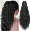 TTPSRY Coda Capelli Extension con Claw 50 CM Lunga Posticci Naturale Sintetici Ondulati Coda Cavallo Extension Posticci Extension Capelli per le Donna（Nero）
