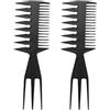 Rheross 2 x pettine a denti larghi a doppia faccia per acconciare i capelli, pettine a forchetta per parrucchieri