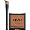 NYX Professional Makeup Fondotinta in Polvere Can't Stop Won't Stop 08 Mocha Opacizzante e Matificante + Pennello Viso Total Control Drop con Setole Angolate - Set da 2