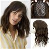 TOEECY Topper Capelli Veri Donna Ondulato Extension Capelli Naturali Frangetta Capelli Veri Clip Per Look Elegante e Quotidiano (Marrone)