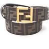 FENDI Cintura logo FENDI FF 8C0686ANH7F1L2J80 tela pelle nero marrone #80 NUOVA donna
