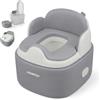 Relaxdays Vasino 4-in-1 con coperchio, grigio | A x L x P: 33,5 x 36,5 x 29 cm, riduttore WC e sgabello, da viaggio