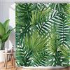 Hnmdmyi Tenda da doccia foglie tropicali 180x200, verde foglie di palma tende da doccia giungla pianta botanica tenda da bagno impermeabile poliestere tessuto lavabile tenda da bagno con ganci