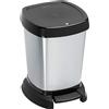 Rotho Paso Cestino per il Bagno con Coperchio, Plastica (PP) senza BPA, Argento (Metallico), 6 L, 23.4 x 21.9 x 29.2 cm