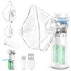 AOOZTO Aerosol Portatile Silenzioso,per Adulti e Bambini,Atomizzazione ad alta efficienza,Macchina Aerosol Ricaricabile,Kit con 2 Maschere e 1 Boccaglio,Adatto per viaggi e famiglia (Bianco Beige)