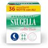 Saugella Assorbenti Cotton Touch Notte, 36 Assorbenti Cotone Notte con Ali, Azione Antibatterica, Antiodore e Lenitiva