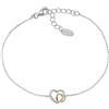 Amen Bracciale in argento 925 della collezione San Valentino 2024 con zirconi bianchi colore rodio/oro 16 + 3 cm charm diametro 9 mm, argento sterling