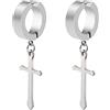 QCZJ 1 paio di orecchini a cerchio con clip a forma di croce e nappa, con clip a forma di croce egiziana, orecchini a cerchio, per uomini e donne, non forati, gioielli per laurea, Pasqua, Natale, Zinco
