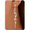 PRTGL Orecchini Pendenti - Placcati in Oro Bianco 14K Argento, Orecchini Lunghi da Donna con Design Curvo Intrecciato, Decorati con Zirconi Cubici, per Matrimoni, Feste e Balli di Fine Anno