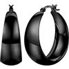 Senteria Orecchini a cerchio neri Senteria per donna, orecchini a cerchio ipoallergenici neri grandi e leggeri, orecchini spessi da donna 30 mm
