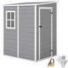 Outsunny Casetta da Giardino 1.54m² in PP e Alluminio con Pavimento, Capanno da Giardino Porta Attrezzi con Singola Porta Bloccabile, Presa d'Aria, Finestra, Tetto Inclinato, Guanti, Grigio