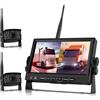 THLY Kit Telecamera Retromarcia Wireless, Telecamera Auto Wireless,Sistema di AHD Digitale Dual Cam Registrazione Video DVR Monitor da 7 Pollici per Autobus,Camper Visione Notturna 12V-24V