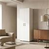 [en.casa] Armadio Multifunzionale con 2 Ante Bianco 175x60x35 cm | Mobile Alto Contenitore 5 Ripiani Scomparti Vano Portascope Bagno Cucina Lavanderia Camera da Letto Asciugamani Alimenti