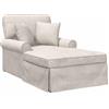 vidaXL Ares, Chaise Lounge con gonna e cuscino, color crema, 157 x 91 x 91 cm, per soggiorno, chaise lounge moderna, seduta elegante, design rettangolare, comoda sedia per la casa