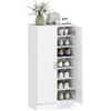 HOMCOM Scarpiera Ingresso con 2 Ante, Armadio Multiuso a 6 Ripiani Regolabili in Legno con Cerniere Soft Close, Porta Scarpe Salvaspazio per 14 Paia, Max EU 45, 55x35x108 cm, Bianco