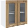 Roanoer Mobile da cucina Lyon con ante in vetro, mobile pensile da cucina in rovere Artisan, 60 x 31 x 60 cm, mobile superiore in legno, vetrina da parete per riporre oggetti in cucina