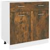 Roanoer Mobile da cucina Lyon con cassetto e 2 scomparti, mobile da cucina in robusto legno per molto spazio, effetto rovere affumicato, 80 x 46 x 81,5 cm