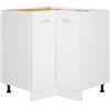 Roanoer Mobile angolare Lyon bianco, 75,5 x 75,5 x 81,5 cm, mobile da cucina in legno con 2 ripiani, moderno armadio angolare per riporre oggetti e ordine in cucina