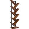 HOOBRO Libreria ad albero, scaffale a 9 livelli autoportante, libreria industriale con ripiani in legno, ufficio domestico, marrone rustico, EBF08SJ01G1
