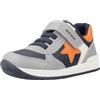 Geox B Rishon Boy, First Walker Shoe Bimbo 0-24, Grigio/Arancione, 23 EU