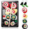 BAIFULAI 4 paia di calzini a forma di sushi, calzini divertenti in forma di sushi, calzini divertenti da uomo e da donna, regali divertenti e stravaganti per uomini, regali giapponesi colorati e