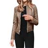 BOTCAM Giacca in pelle da donna corta - Giacca da montagna in ecopelle con chiusura a strappo, giacca in pelle per autunno inverno e moto, giacca bomber da motociclista, colletto da baseball, giacca in