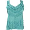 GURU SHOP Guru-Shop, Top Hippie Indiano Ricamato, Camicetta Corta Boho-chic, Aqua, Sintetico, Dimensione Indumenti:40, Magliette top