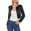 YesFashion Blazer da donna in raso, corto, formale, aperto sul davanti, elegante giacca blazer per feste (confezione riutilizzabile), Nero , XL