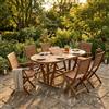 MIlani Home TURRIS - set tavolo in legno massiccio di acacia cm 180/240 x 100 x 74 h con 4 sedie e 2 poltrone Mulier