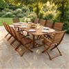 MIlani Home TURRIS - set tavolo in legno massiccio di acacia cm 180/240 x 100 x 74 h con 8 sedie e 2 poltrone Mulier