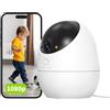 Beans View Telecamera di Sicurezza per Interni, 360° Sorveglianza, 2.4GHz Wi-Fi 1080P, Visione Notturna a Colori, Bambino/Animale Domestico/Gatto/Cane, Rilevamento umano, Compatibile con Alexa (D210)