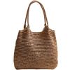 Generico Grande borsa di paglia intrecciata da spiaggia, Borsa Donna Semplice di Grande, Borsa Donna Tracolla da Spiaggia in Stile Bohémien Estivo, Borsetta Donna di Vacanza Casual, Borsa a tracolla da donna