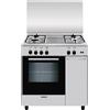 Glem Gas Cucina a gas 4 Fuochi Forno a Gas con Grill Elettrico Larghezza x Profondità 80x50 cm Classe A colore Inox - AS854GI Serie Alpha