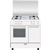 Glem Gas Cucina a Gas 4 Fuochi Forno a Gas con Grill Larghezza x Profondità 80x50 cm con Coperchio Vano portabombola colore Bianco - AR854GX Serie Alpha