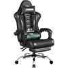 Yaheetech Sedia Gaming Ergonomica Massaggiante Reclinabile con Poggiapiedi Poggiatesta e Supporto Lombare Braccioli Imbottiti in Finta Pelle, Poltrona Gamer da Scrivania con Ruote Portata 150 kg Nero