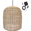 Lumisky GIACOMO SOLAR Sospensione solare in rattan naturale con cavo ibrido di rete e solare 5 m di lunghezza